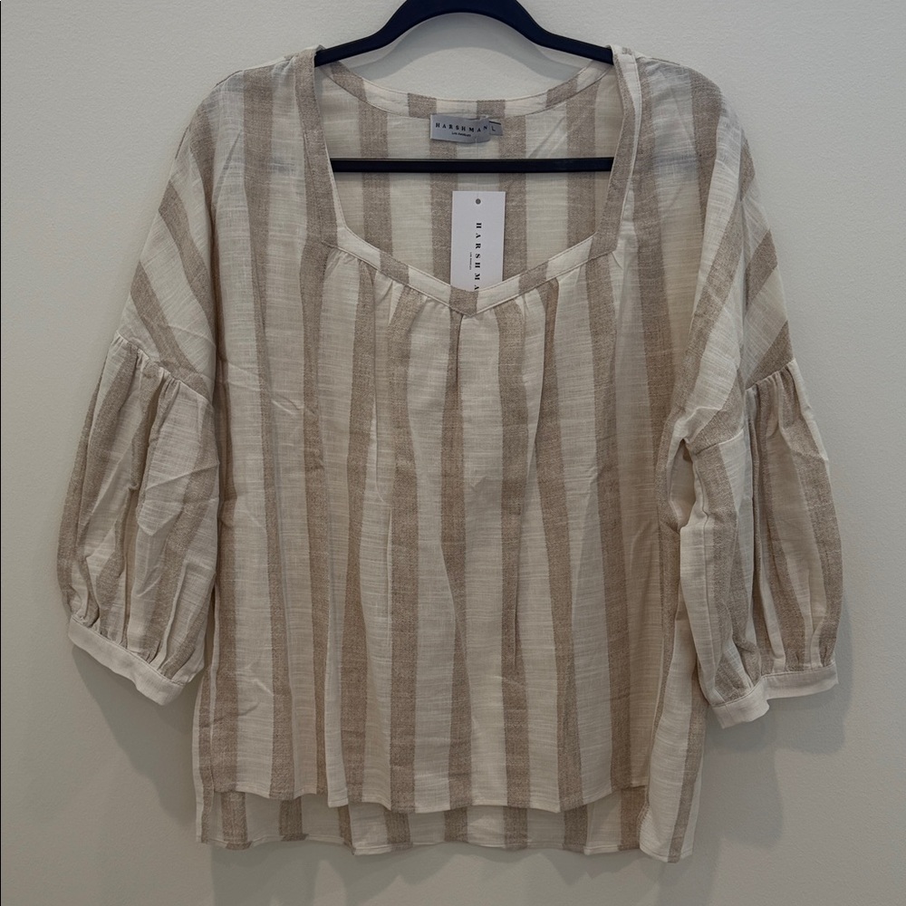 Harshman Minka Beige Striped Blouse